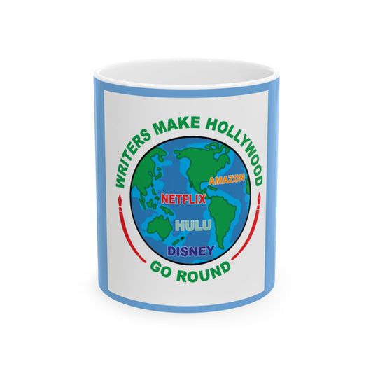 Writers Make Hollywood Go Round Ceramic Mug - Fun Coffee Cup for Writers & Film Lovers